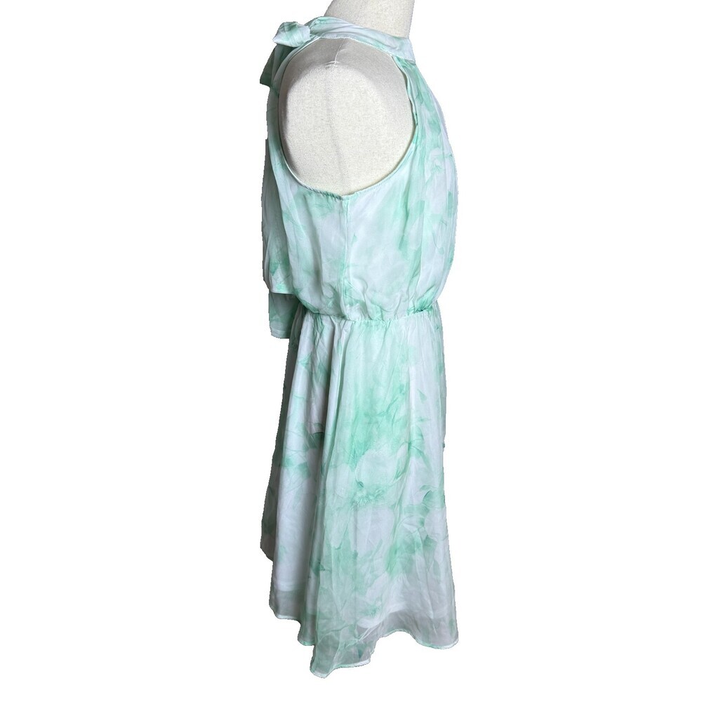 Cato Mint Green & White Floral Halter Neck Dress Sz L Easter Spring Knee Length - Picture 7 of 16
